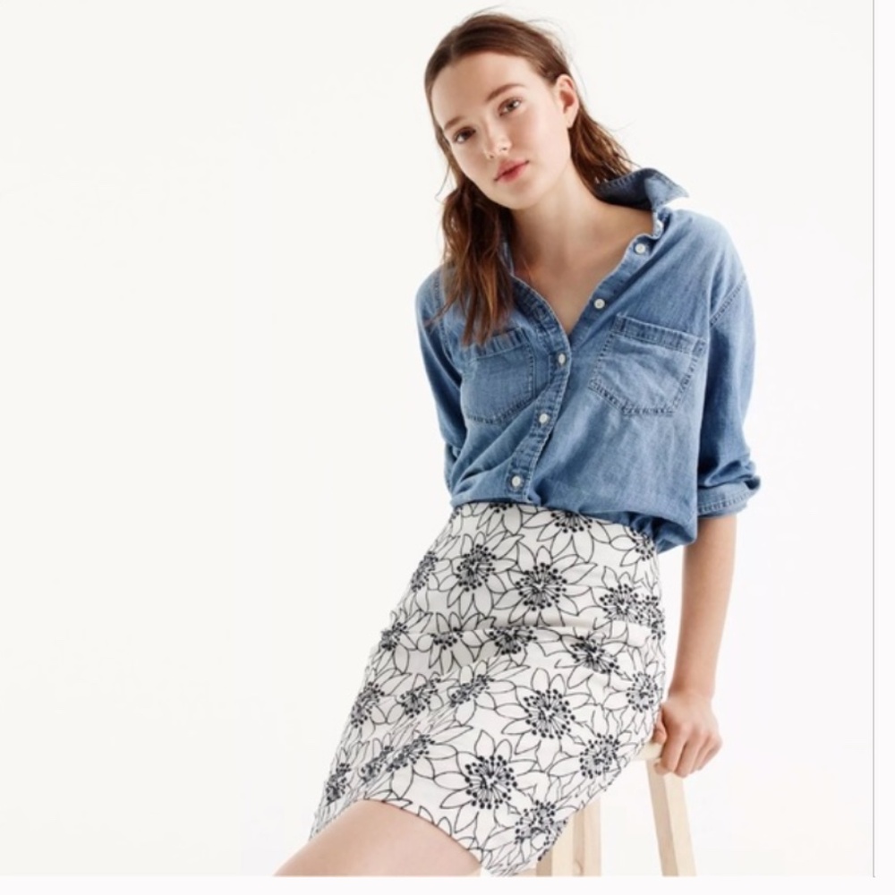 J. Crew Embroidered Floral Mini Skirt